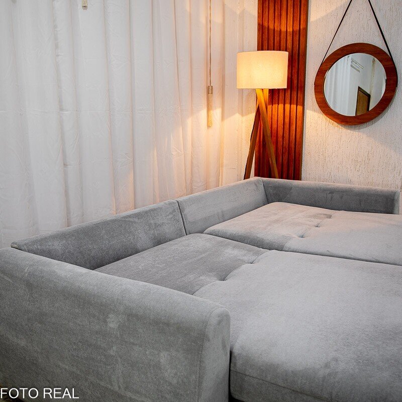 Sofá Retrátil Amaranto Premium 2.30m Veludo Plush Prata - Sem Caixa - Imagem 12