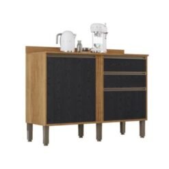 Balcão de Cozinha Pérola 1,20m - Cinamomo/Preto