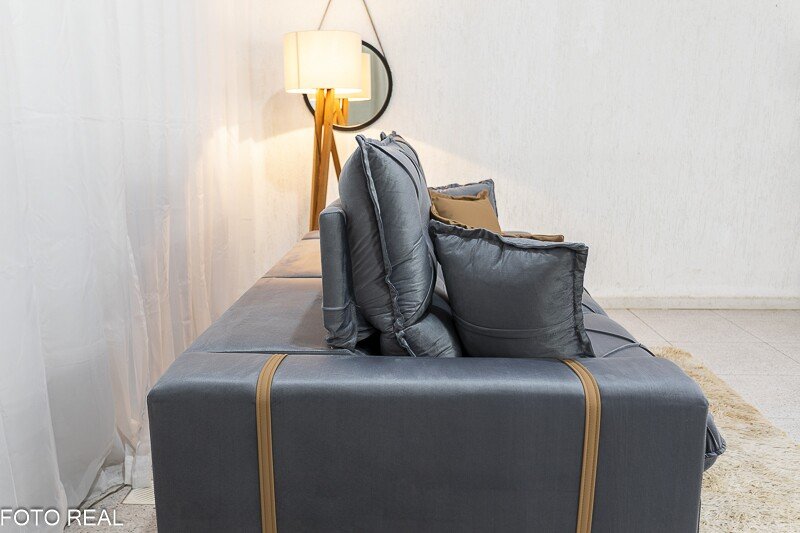 Sofá Retrátil Reclinável Gran Bello 2.50m Veludo Cinza 20 - Molas Ensacadas Pocket - Imagem 8