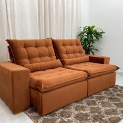 Sofá Retrátil Reclinável Small 2.30m - Terracota Veludão