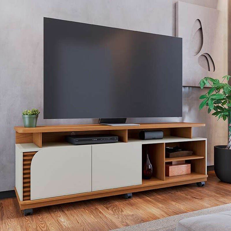 Rack Bancada Jurerê Larg. 1.80m Freijó/Off White para TV até 75" - Colibri