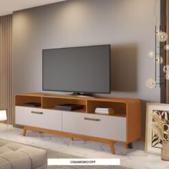 Rack Bancada Cristal Candian Larg. 2.00m Cinamomo/Off para TV até 70" - JCM