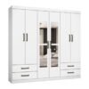 Guarda-Roupa Hércules c/ espelho 6 portas e 4 gavetas - Branco