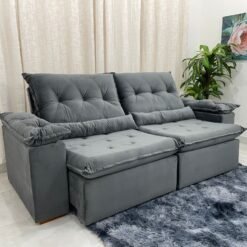 Sofá Retrátil Reclinável Las Vegas 2.30m - Cinza Veludão