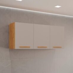 Armário de Cozinha Aéreo New Valência Triplo 1,20m - Cinamomo/Off White