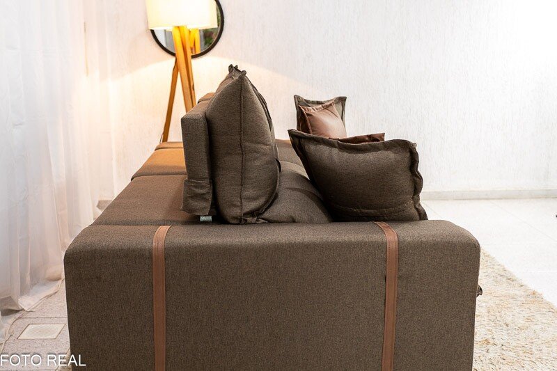 Sofá Retrátil Reclinável Gran Bello 2.30m Linho Marrom 28 - Molas Ensacadas Pocket - Imagem 8