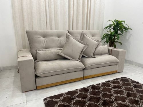 Sofá Retrátil e Reclinável Toronto 2.10m - Capuccino Veludo - Imagem 4