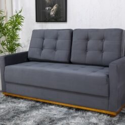 Sofá 3 lugares Living Áustria Veludo Grafite A15 Larg. 1.70m