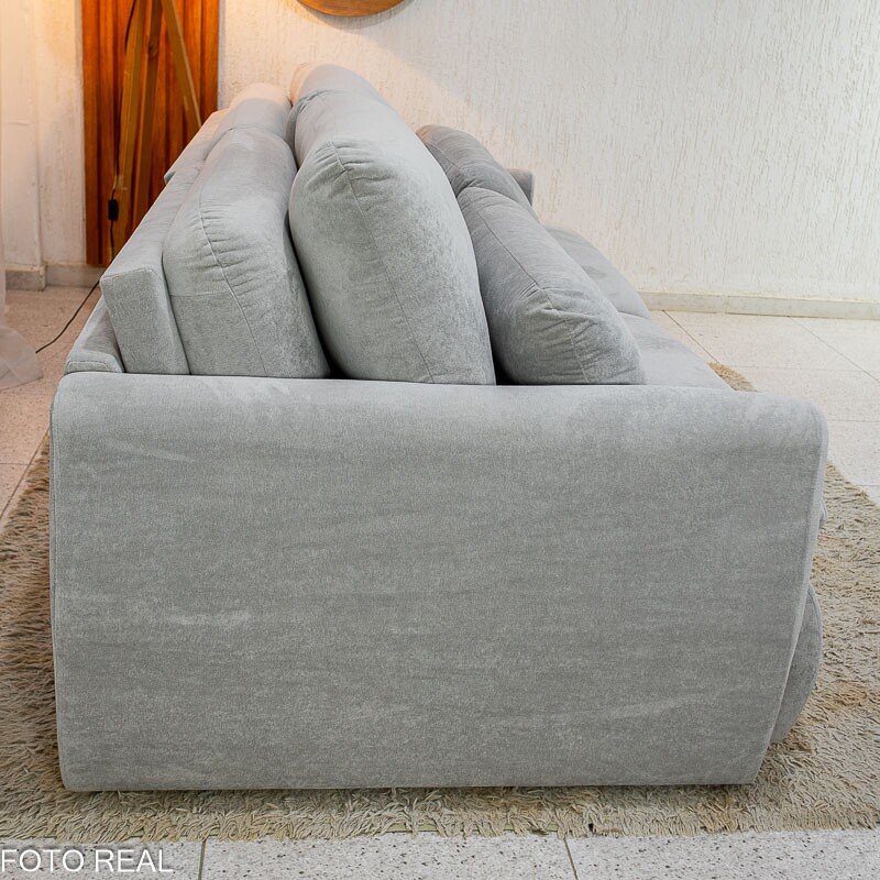 Sofá Retrátil Amaranto Premium 2.30m Veludo Plush Prata - Sem Caixa - Imagem 17