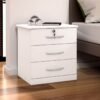Mesa de Cabeceira 011 Luxo Branco 3 Gavetas Larg. 0.45m - JL Móveis