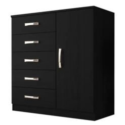 Cômoda 5 gavetas 1 porta Ref.: 012 - Preto