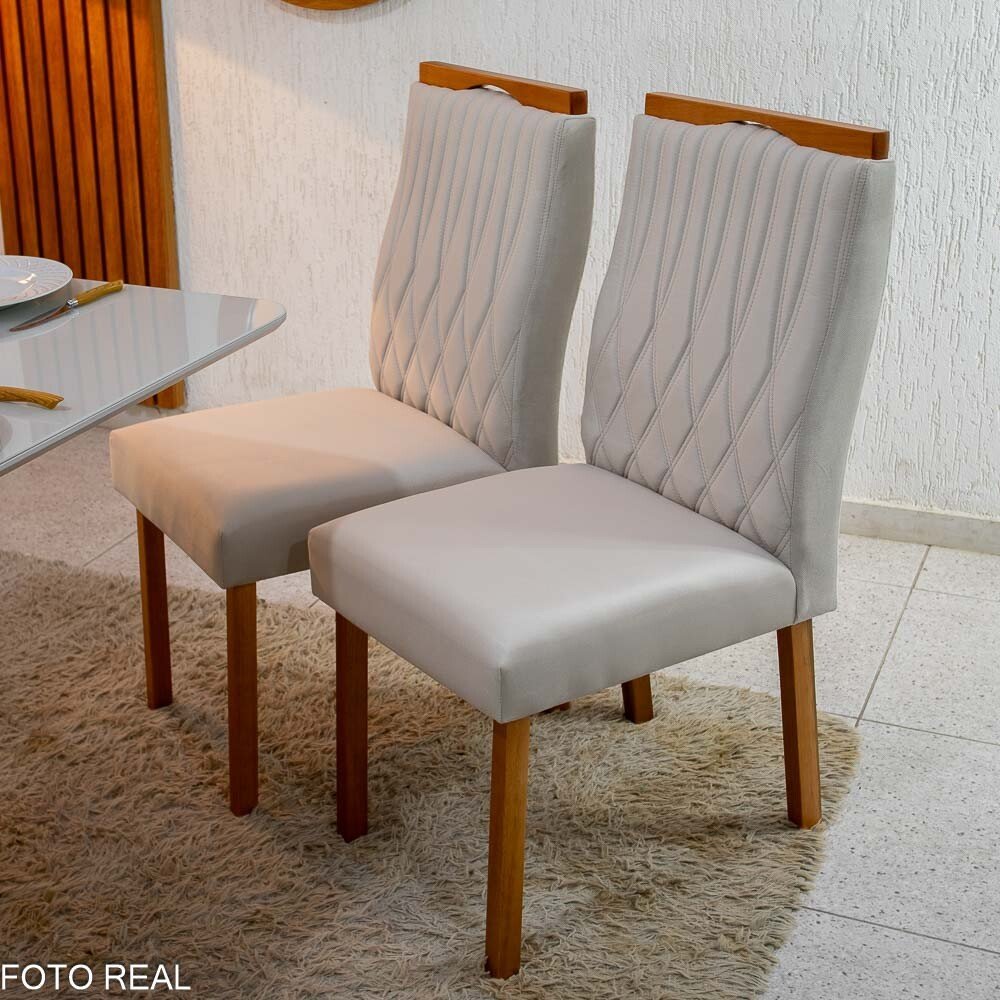 2 Cadeiras Genova Veludo Bege 512 - Art Assentos