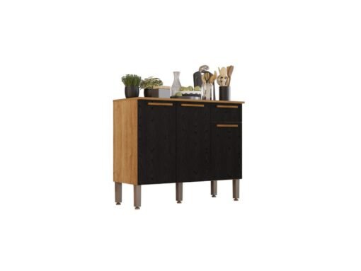 Balcão de Cozinha Madri 1,05m - Cinamomo/Preto - Imagem 2
