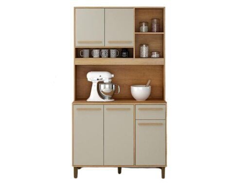 Armário Kit de Cozinha Ametista 5 portas - Cinamomo/Off White - Imagem 2