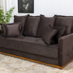 Sofá 3 lugares Vican Veludo Marrom 5004 Larg. 2.00m - Molas Bonnel