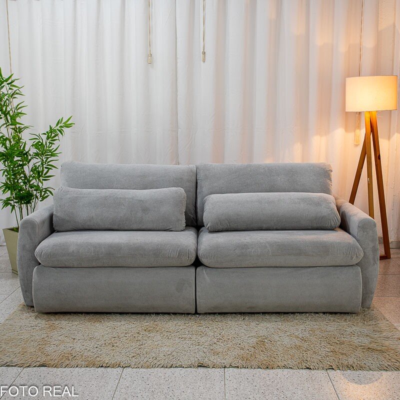 Sofá Retrátil Amaranto Premium 2.30m Veludo Plush Prata - Sem Caixa - Imagem 6