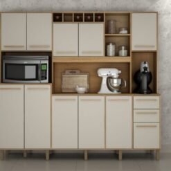 Armário Kit de Cozinha Petra 11 portas - Cinamomo/Off White