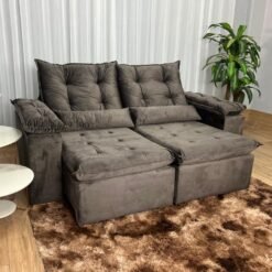 Sofá Retrátil Reclinável Atenas 2.00m - Marrom Veludo