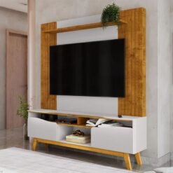 Home Atalaia Larg. 1.80m Nature/Off C/ Detalhe Frisado para TV até 75" - Bechara