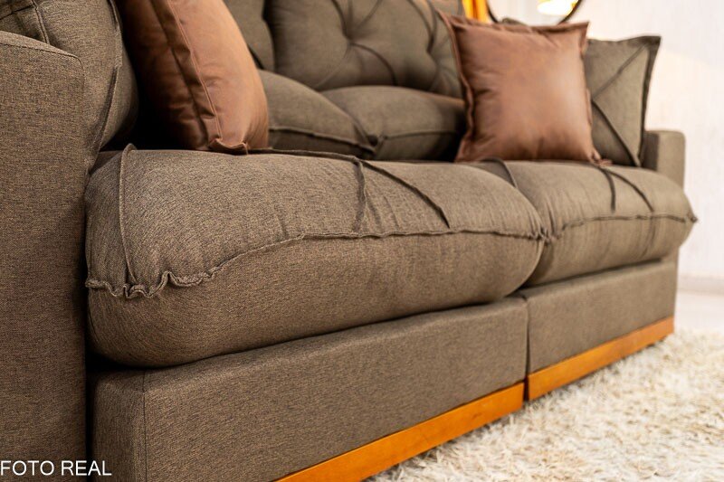 Sofá Retrátil Reclinável Gran Bello 2.30m Linho Marrom 28 - Molas Ensacadas Pocket - Imagem 7
