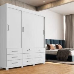 Guarda-Roupa Itapema II 3 portas de correr Sem espelho 9 gavetas - Branco