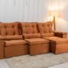 Sofá Retrátil Reclinável Grécia 2.70m Veludo Terracota - Sem Caixa