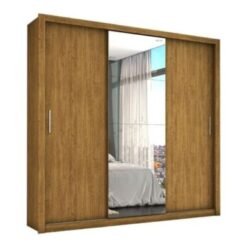 Guarda-Roupa Veneza Plus c/ espelho 3 portas e 4 gavetas - Cinamomo