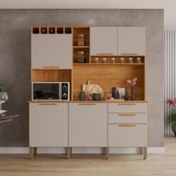 Armário Kit de Cozinha New Topázio 1,65m - Cinamomo/Off White