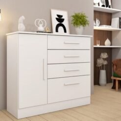 Cômoda Sapateira Chicago 4 Gavetas 1 Porta Tcil - Branco