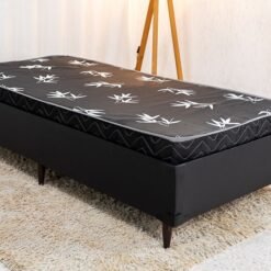 Box Solteiro Zeus Korino Preto SE + Colchão Solteiro Paris D20 88x188x50 Orthoside