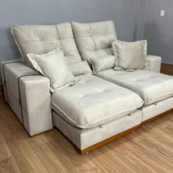 Sofá Retrátil e Reclinável Kioto 2.10m - Bege Veludo