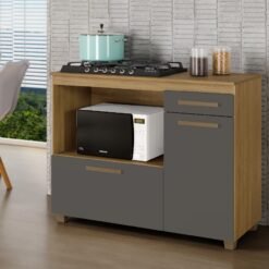 Balcão Cronus Cooktop 5 Bocas - Cinamomo/Grafite