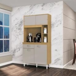 Armário Kit Cozinha Duda 0,90 - Damasco/Off White