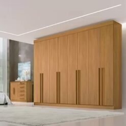 Roupeiro Casal Daymond Cinamomo 8 Portas 8 Gavetas 100% MDF Larg. 2.75m  - D Doro