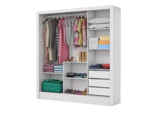 Guarda-Roupa Dubai Premium c/ espelho 3 portas e 3 gavetas - Branco - Imagem 2