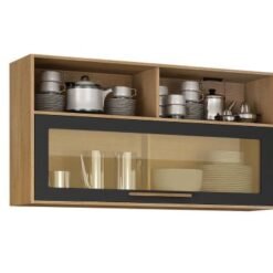 Armário Aéreo de Cozinha Salvador 1,20m - Cinamomo / Grafite