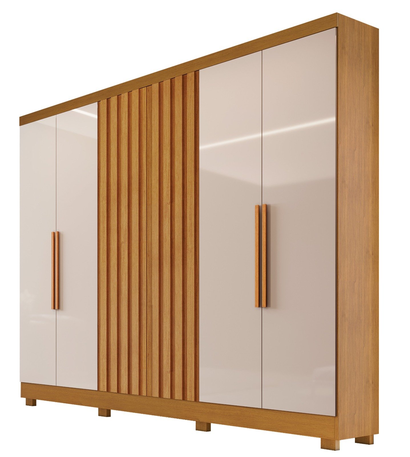 Guarda-Roupa Cabo Frio 6 Portas Ripado - Narute/Off White - Imagem 2