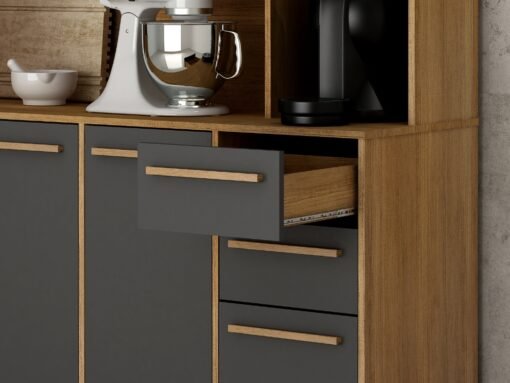 Armário Kit de Cozinha Petra 11 portas - Cinamomo/Grafite - Imagem 3