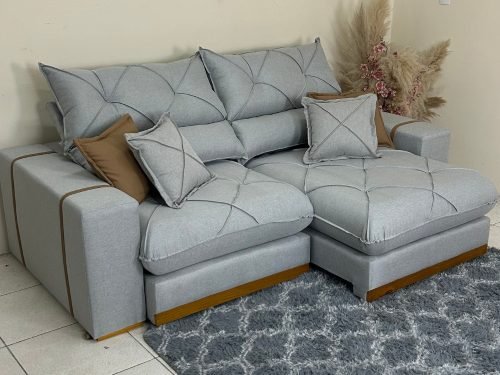 Sofá Retrátil e Reclinável Gran Bello 2.00m - Cinza Linho