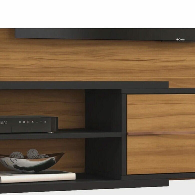 Painel NT 1115 Larg. 1.80m Freijó/Preto C/ Led para TV até 60"- Notável - Imagem 4