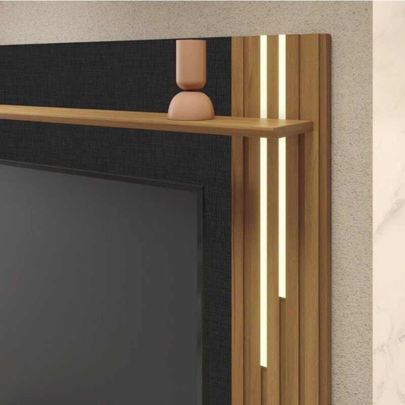 Painel NT 1345 Larg. 1.80m Preto/Freijó Ripado C/ Led para TV até 65" - Notável - Imagem 4