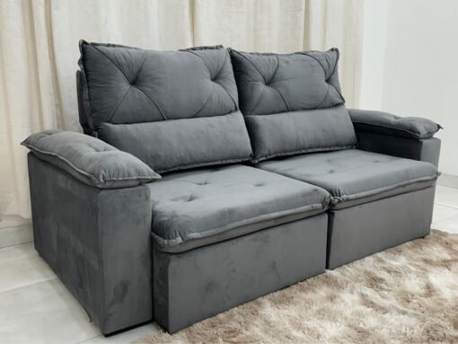 Sofá Retrátil e Reclinável REF 2030 2.00m - Cinza Veludão