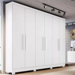 Roupeiro Casal Sergipe Branco 6 Portas C/ Pés Larg. 1.80m - Bianchi