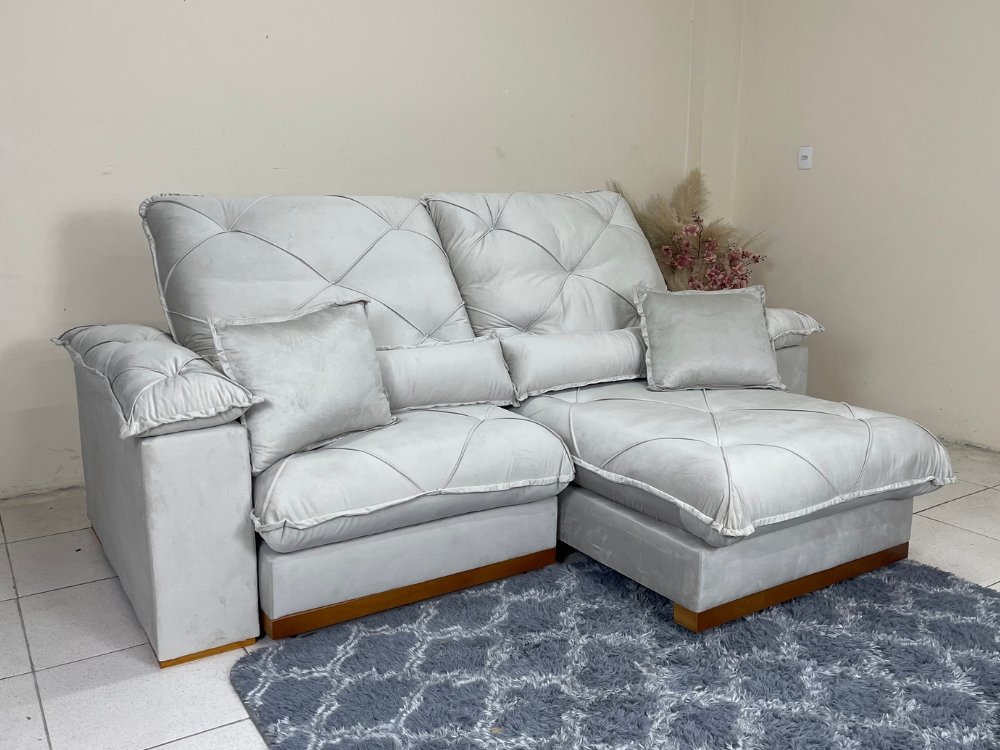 Sofá Retrátil e Reclinável Eros 2.50m - Bege Veludo - Imagem 4