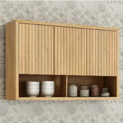 Aéreo Cozinha Torino Larg. 1.20m Cinamomo 3 Portas Ripado - Valdemoveis