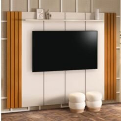 Painel Veyron 2.45 75"- Off White/Cedro