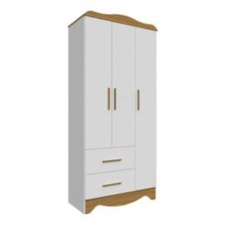Armário Clara 3 Portas - Branco/Amendoado