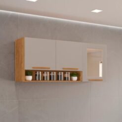 Armário de Cozinha Aéreo New Valência 3 portas Reflecta 1,20m - Cinamomo/Off White