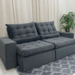Sofá Retrátil Reclinável Small 2.00m - Cinza Veludão