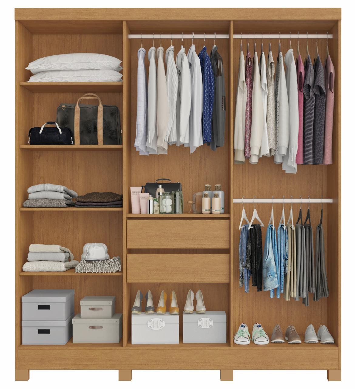 Guarda-Roupa Cabo Frio 6 Portas Ripado - Narute/Off White - Imagem 3